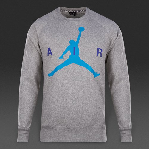 Nike Jumpman Graphic Brushed Crew Dark Grey Heather / Blue Lagoon for Men